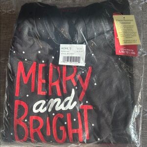 Kohl's Festive Black Pajama Set with Red and White Accents- Kids L 10-12
